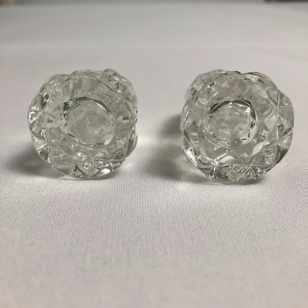 Vintage Glass Salt & Pepper Shakers 1960s Art Deco Heavy Texture 2” Glass Set